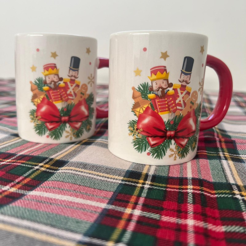 Set due tazze da colazione in ceramica con decorazione Babbo Natale idea  regalo
